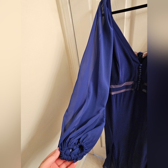 Royal Blue Plus Size S 20 Long Sleeves Long Prom Evening Dress Mother Bride - Picture 3 of 10